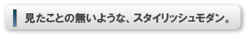 見たことの無いような、スタイリッシュモダン。