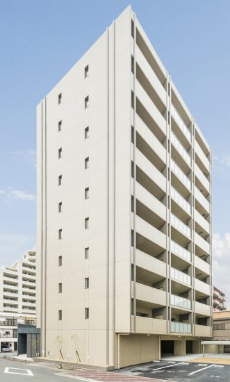 名古屋市東区の賃貸マンションのナチュラルカラーのシンプルな外観デザイン