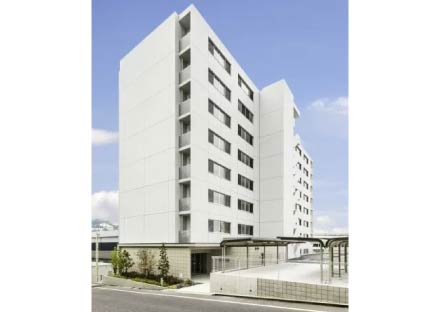 愛知県日進市の約500坪土地活用・マンション経営：シンプルな8階建て学生寮外観デザインの賃貸マンション