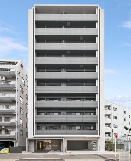 名古屋市中川区の賃貸マンションのシンプルモダンな外観デザインの新築写真