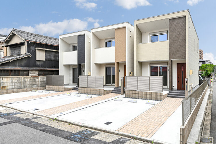 名古屋市中村区の戸建賃貸住宅のスクエア型のスタイリッシュな外観