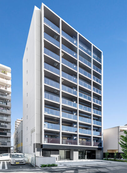 名古屋市北区の10階建て賃貸マンションのモダンな外観デザインの賃貸マンション