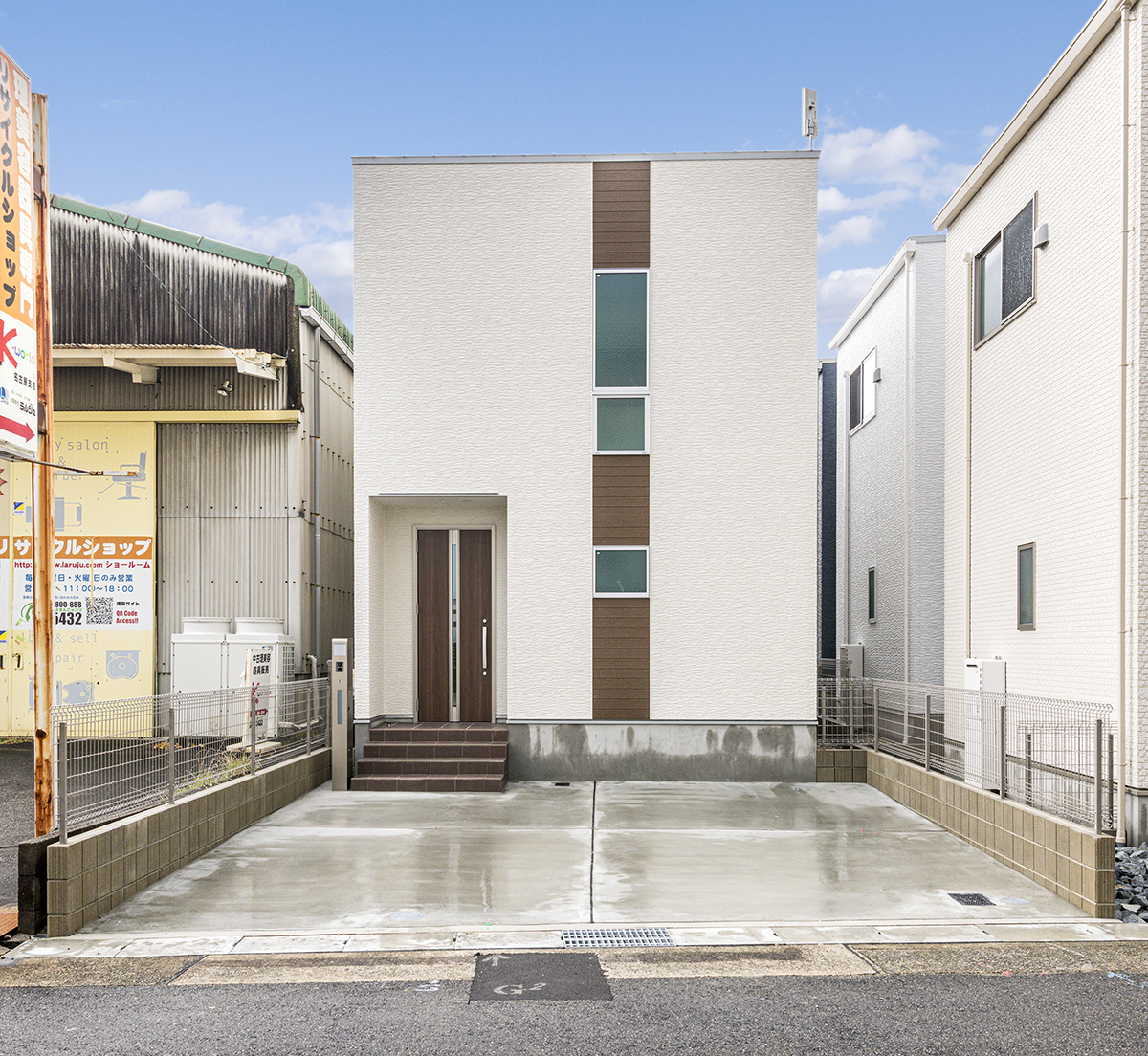 名古屋市西区の各棟のデザインに個性がる戸建て賃貸住宅のシンプルなデザインの外観デザイン