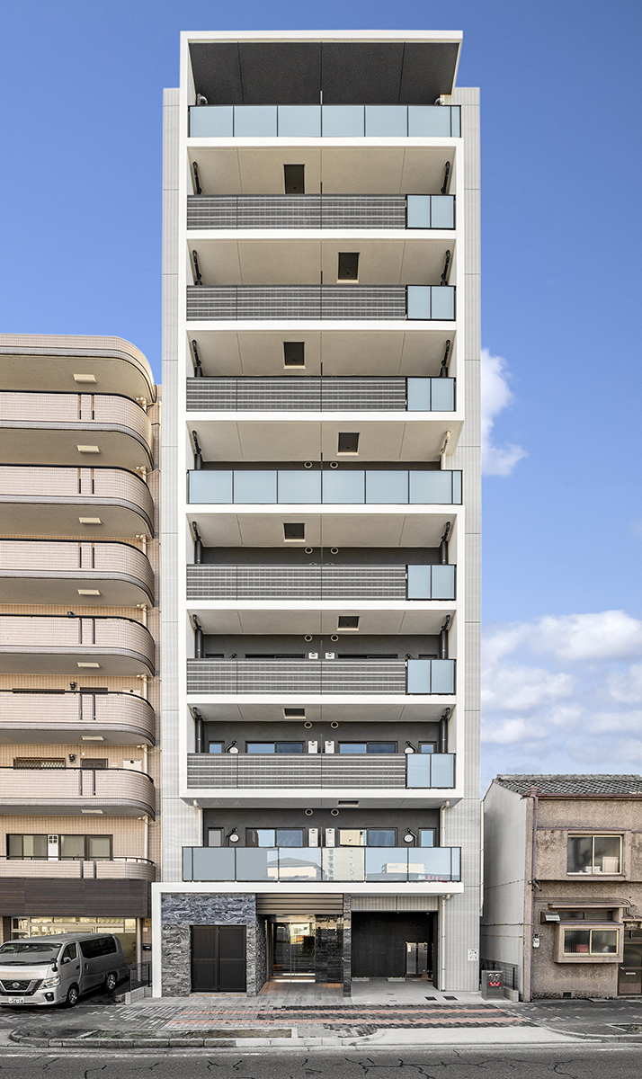 名古屋市中区の約40坪の土地の1フロアに1LDK×2戸の全部屋角住戸の賃貸マンション