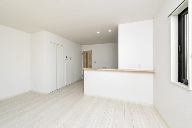 愛知県豊田市の一戸建て賃貸住宅2LDKA棟：キッチン横に収納が付いた便利なデザイン