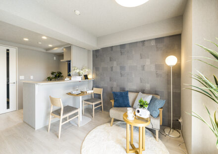 名古屋市千種区今池・駅近・約150坪の多種な間取りの賃貸マンションの1LDK:オープンキッチンで広さが感じる仕様