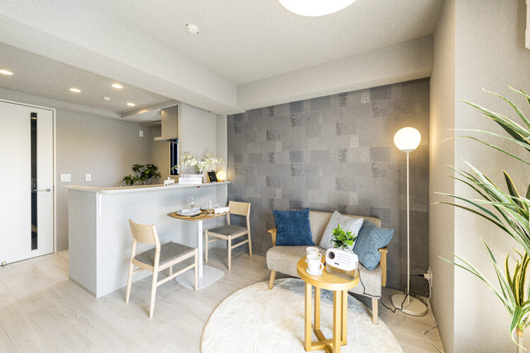 名古屋市千種区今池・駅近・約150坪の多種な間取りの賃貸マンションの1LDK：オープンキッチンで広さが感じる仕様