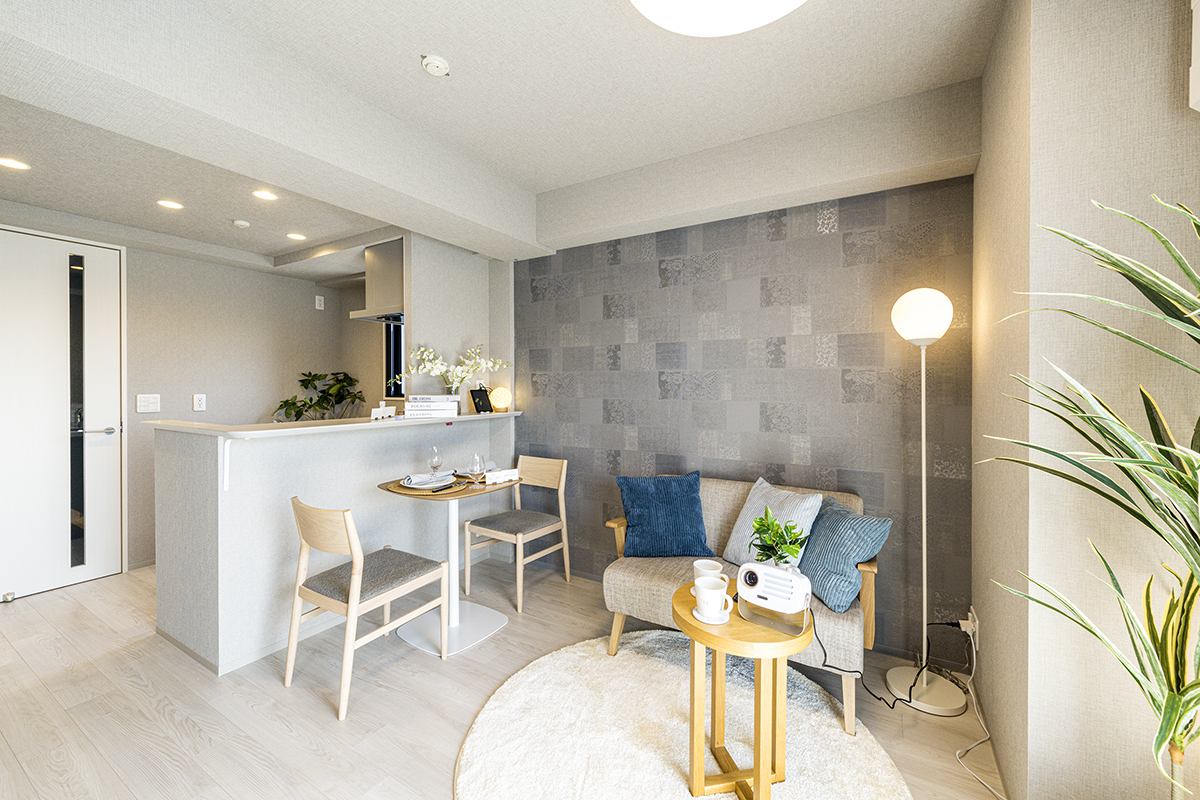 名古屋市千種区今池・駅近・約150坪の多種な間取りの賃貸マンションの1LDK：オープンキッチンで広さが感じる仕様