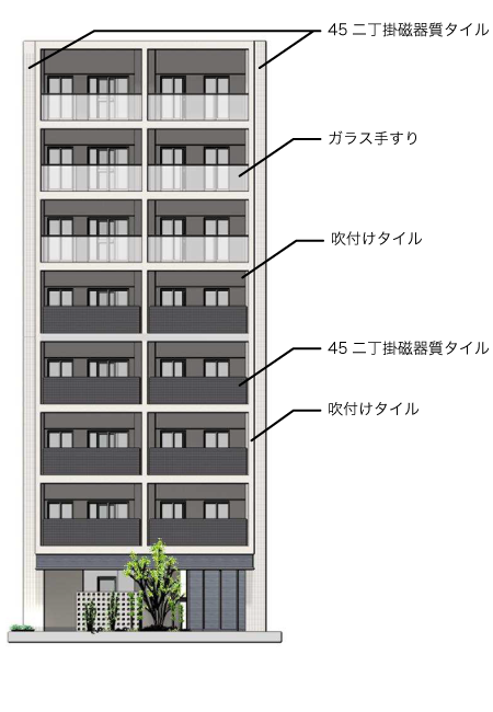 賃貸マンション「レージュ」の正面塗装